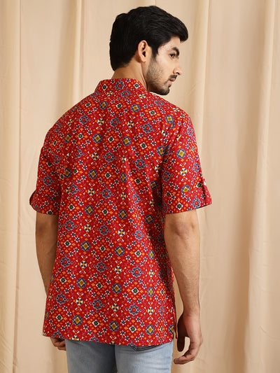 Red Patola Print Kurta