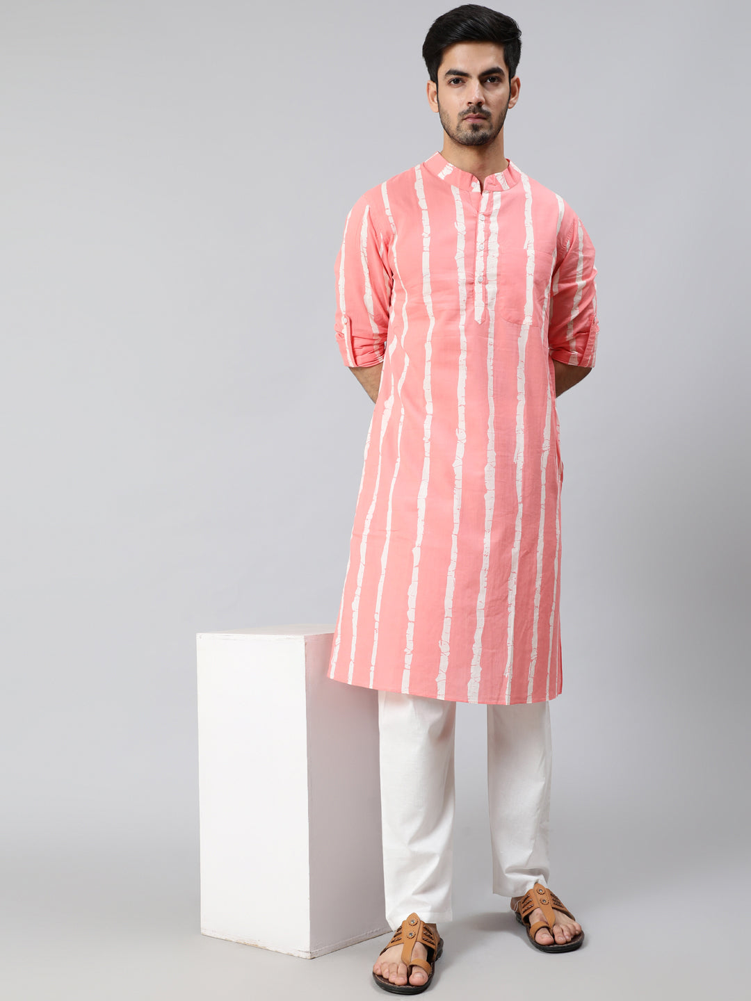 Pink Striped Kurta