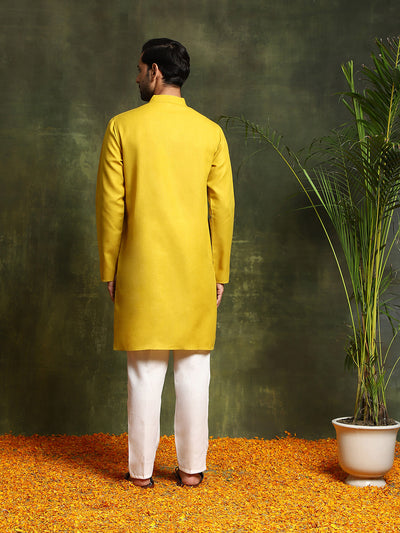 Mustard Embroidered Long Kurta