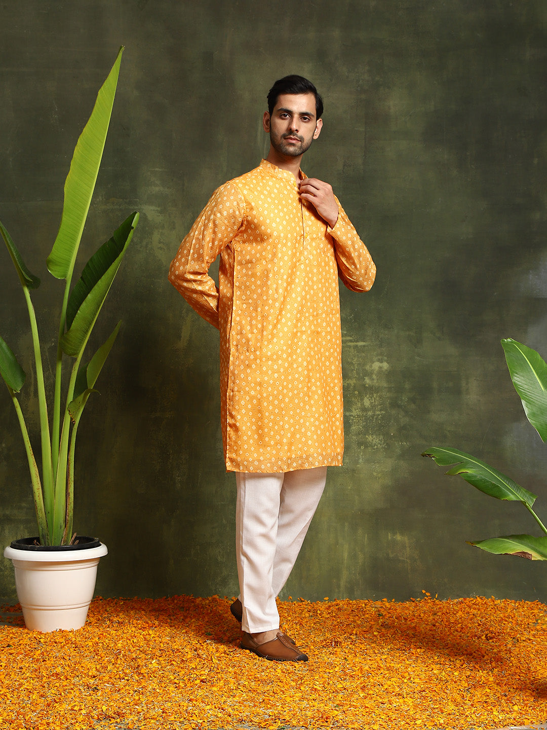 Yellow Digital Print Long Kurta