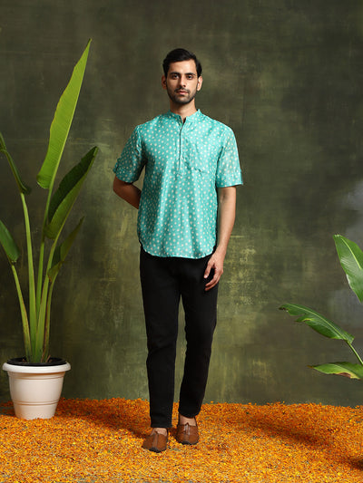 Green Digital Print Short Kurta