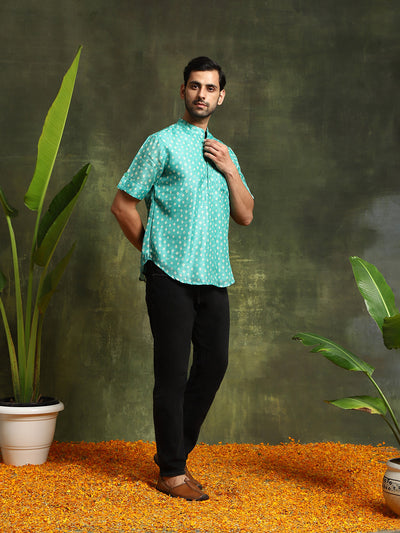 Green Digital Print Short Kurta