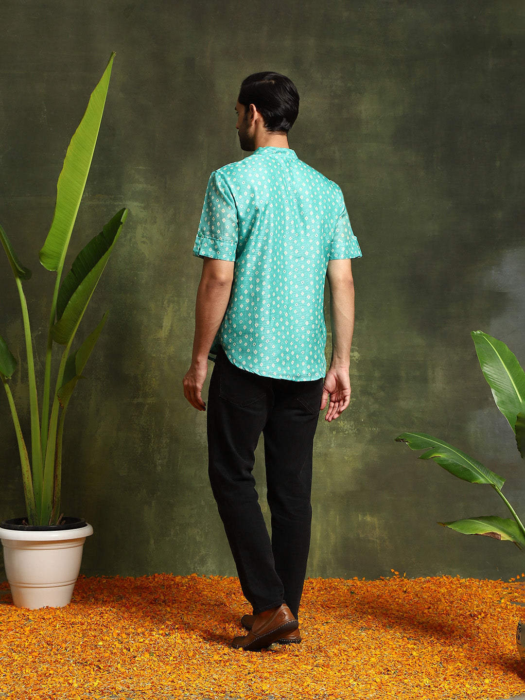 Green Digital Print Short Kurta