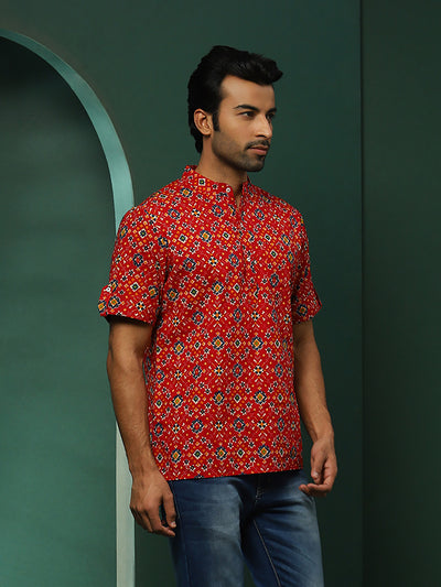 Red Patola Print Short Kurta