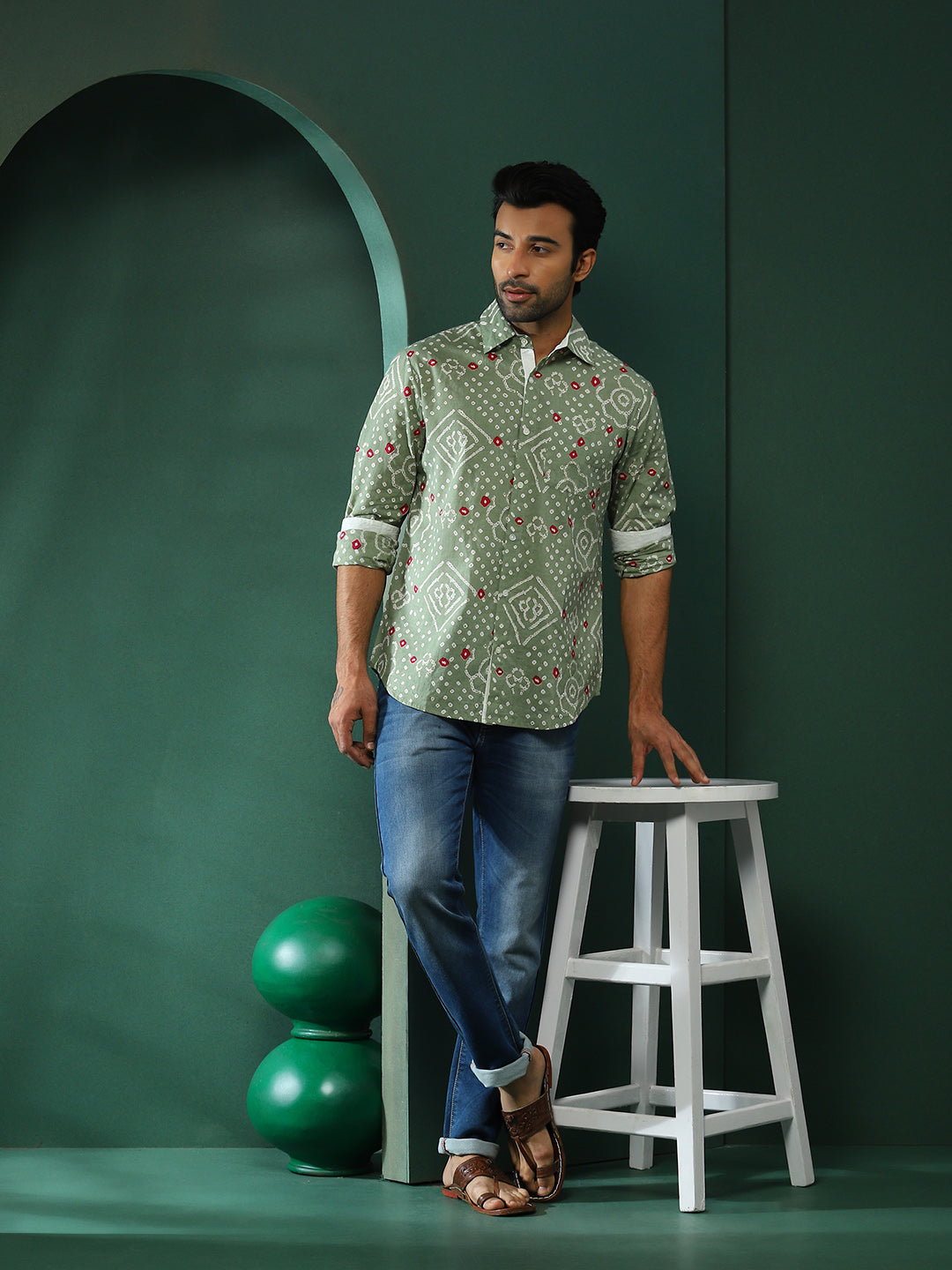 Pastel Green Bandhani Print Shirt