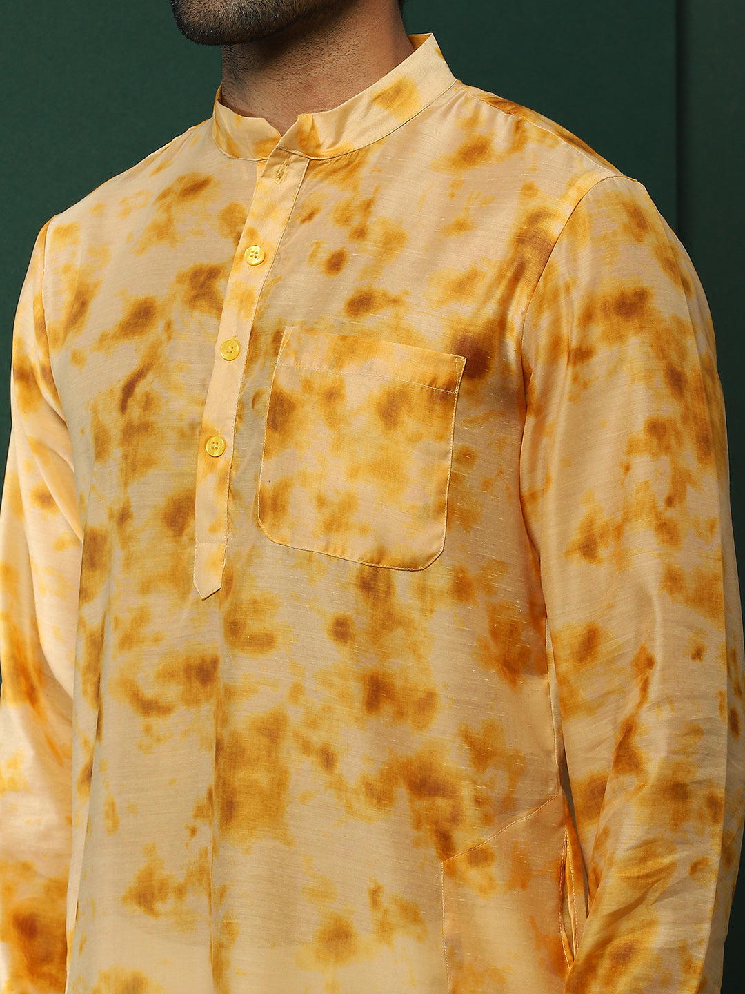 Beige Tie-Dye Print Long Kurta