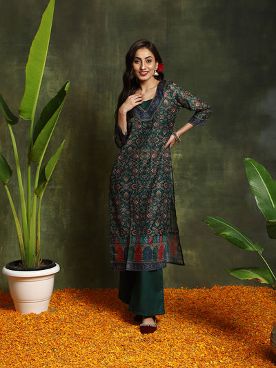 Floral Chanderi Kurta Set