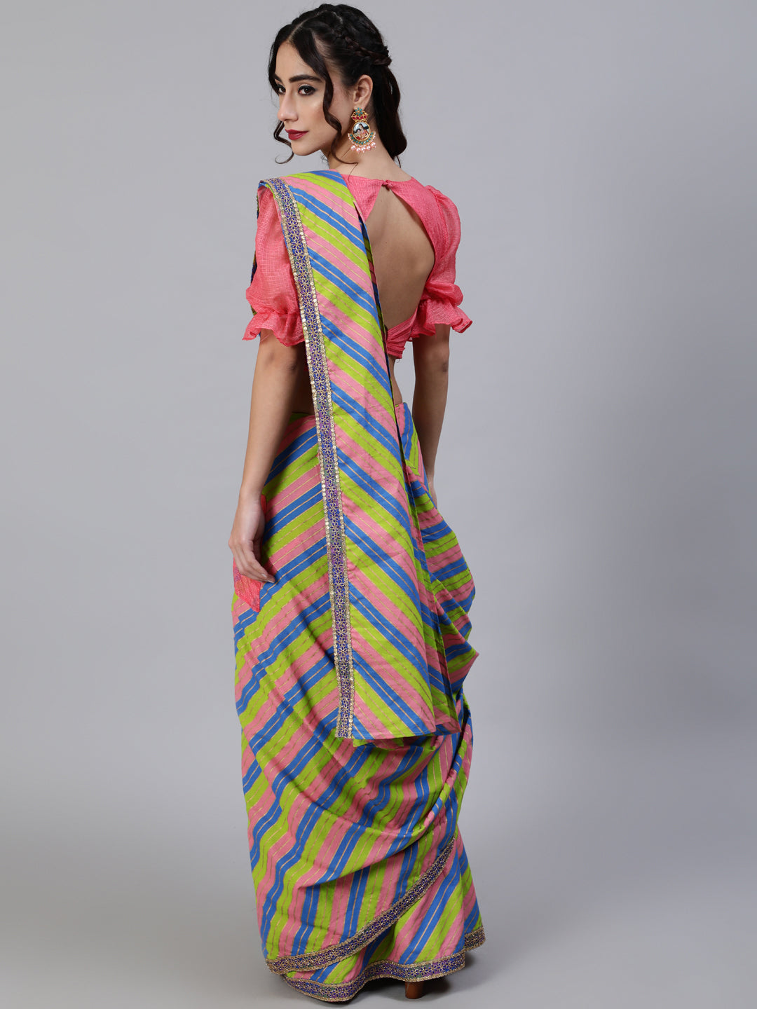 Leheriya Printed Saree With Blouse