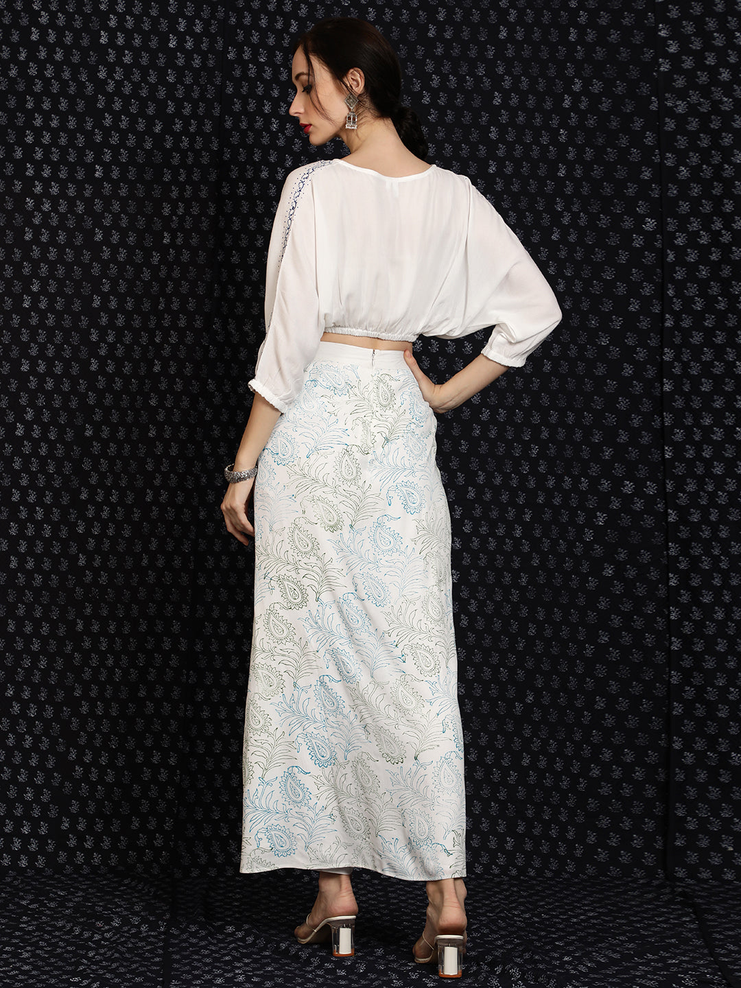 White Block Print Co-Ord Set