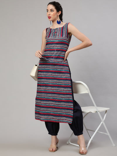 Blue Striped Kurta With Palazzo