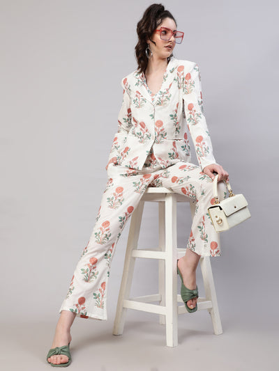 White Floral Print Co-ord Set