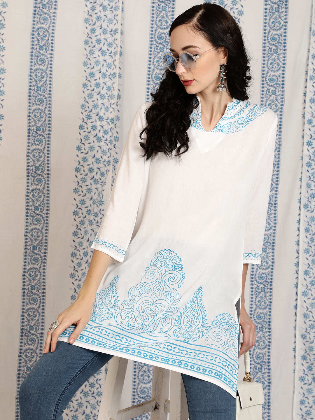 White Hand Block Print Tunic