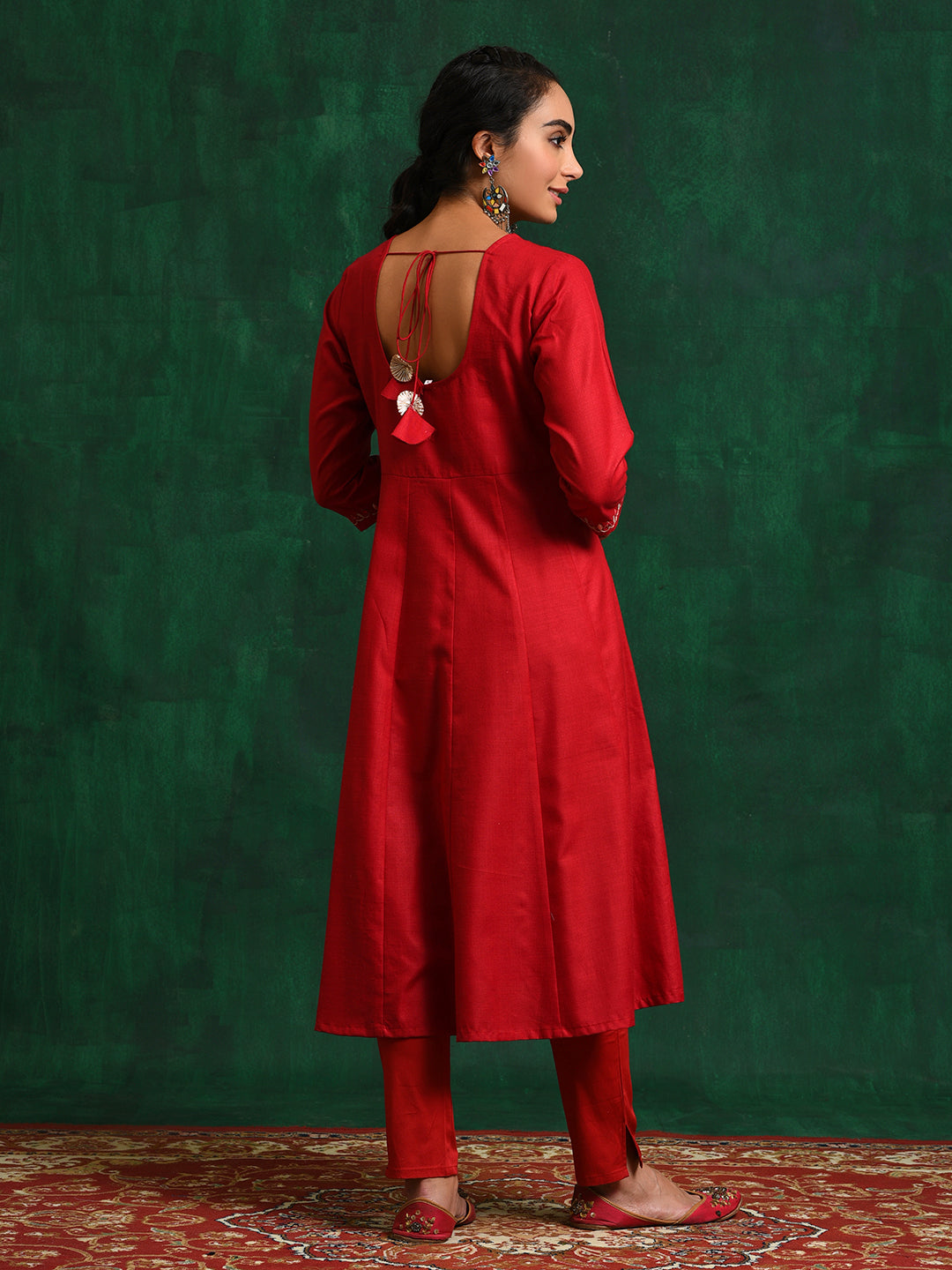 Red Embroidered Anarkali Kurta