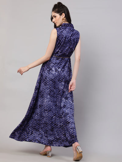 Blue Tie-Dye Maxi Dress