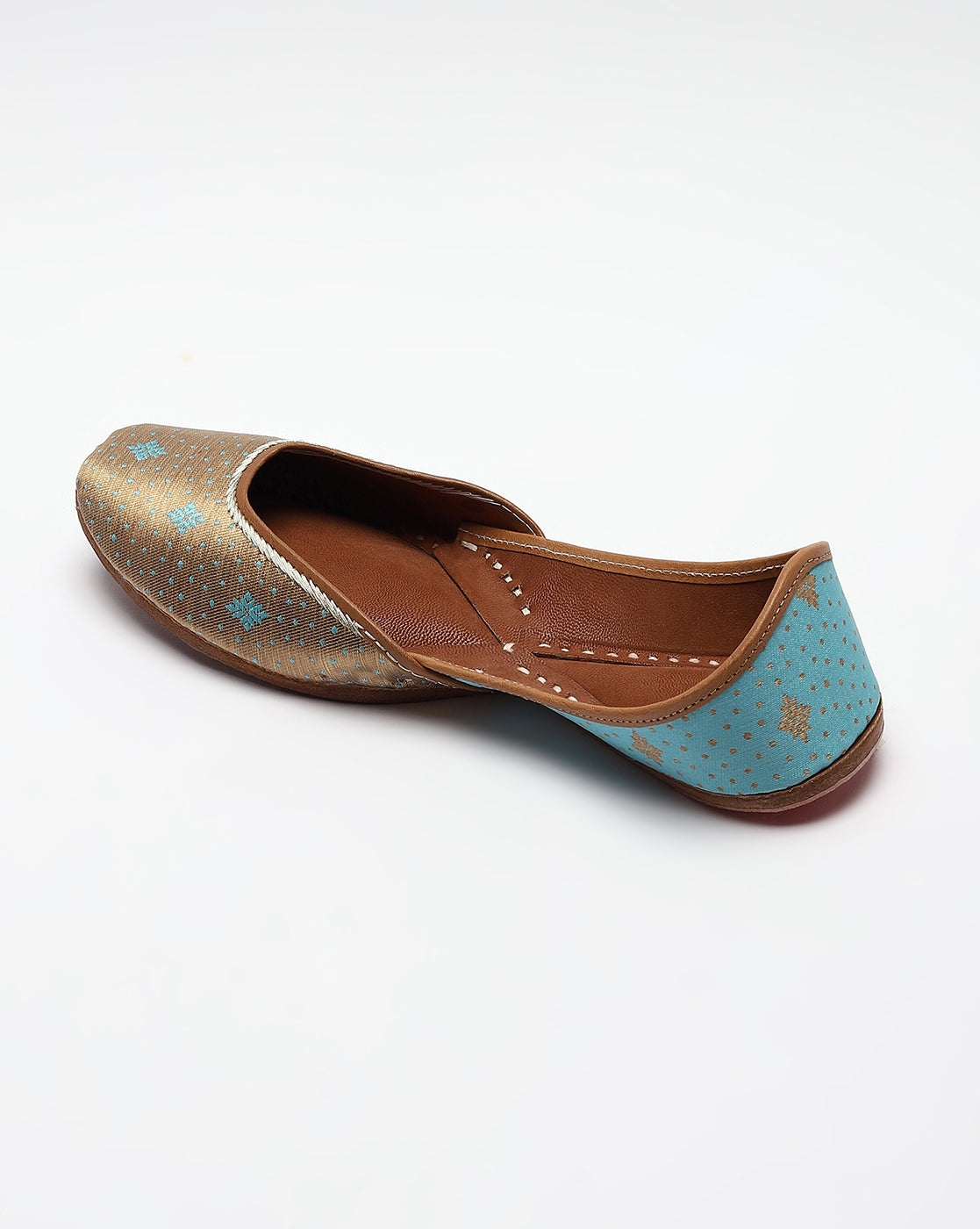Gold & Blue Printed Handcrafted Mojaris