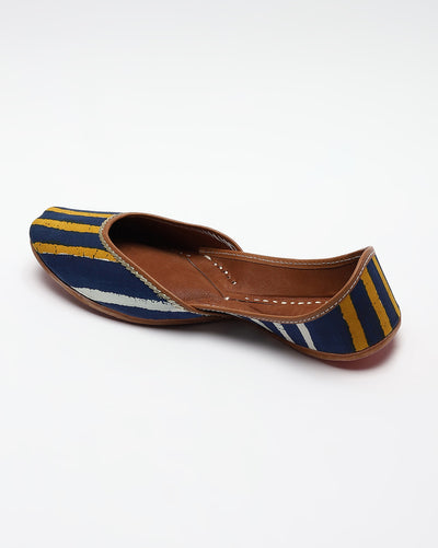 Blue & Yellow Striped Handcrafted Mojaris