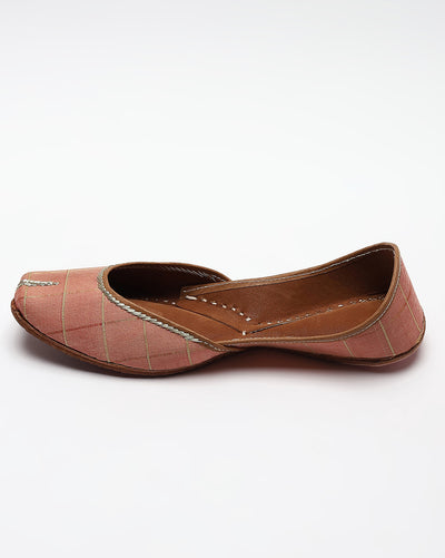 Rose Gold Checked Handcrafted Mojaris