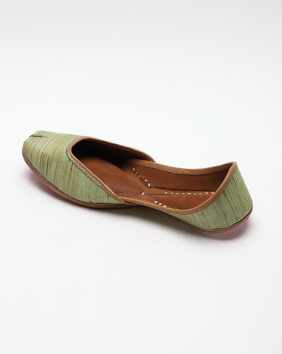 Green Solid Handcrafted Mojaris