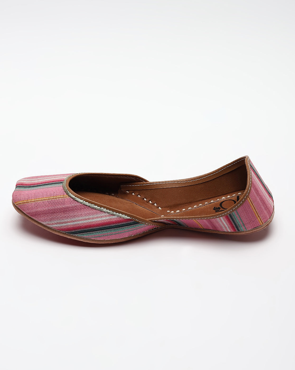 Pink Striped Handcrafted Mojaris