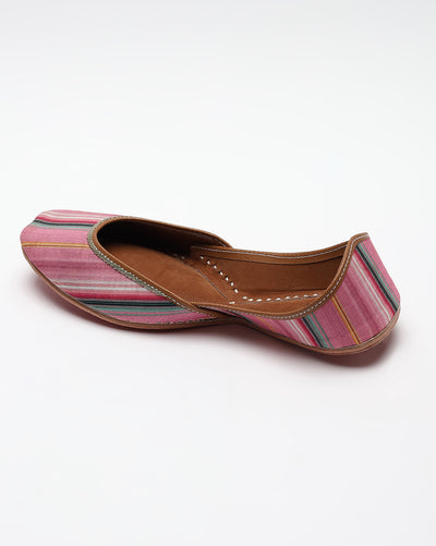 Pink Striped Handcrafted Mojaris