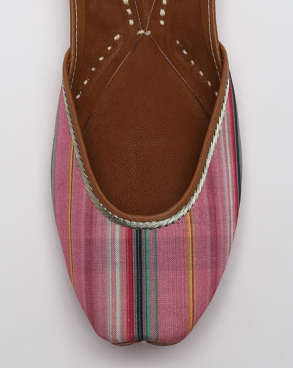 Pink Striped Handcrafted Mojaris