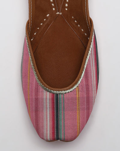 Pink Striped Handcrafted Mojaris