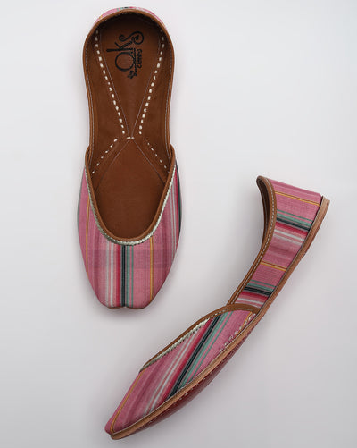 Pink Striped Handcrafted Mojaris