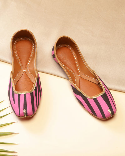 Pink Striped Handcrafted Mojaris