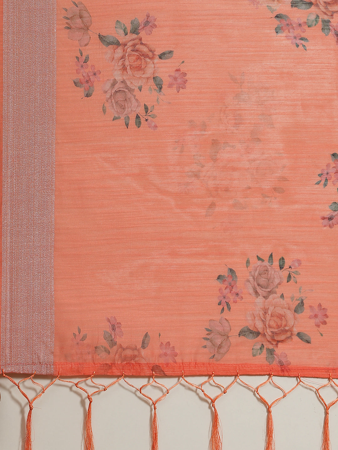 Peach Floral Printed Saree