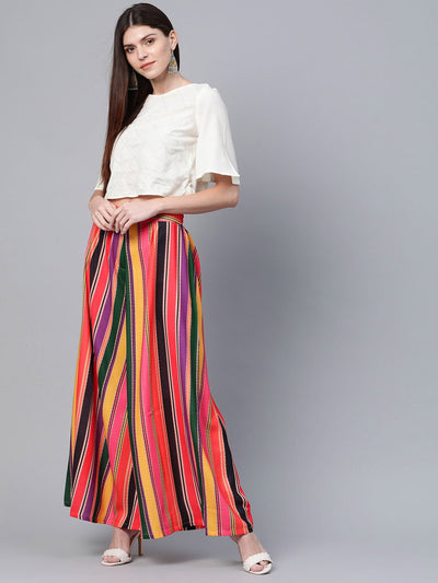 Multicolor Striped Flared Palazzo