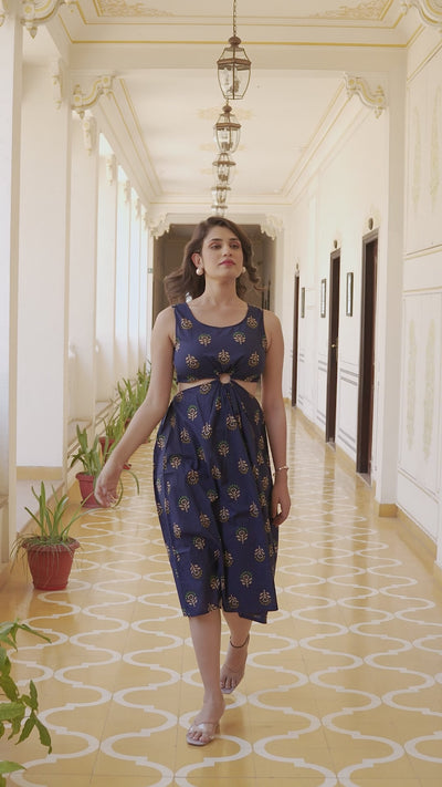 Indigo Cut-Out Midi Dress