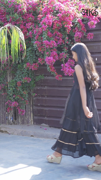 Black Embroidered Kurta With Sharara