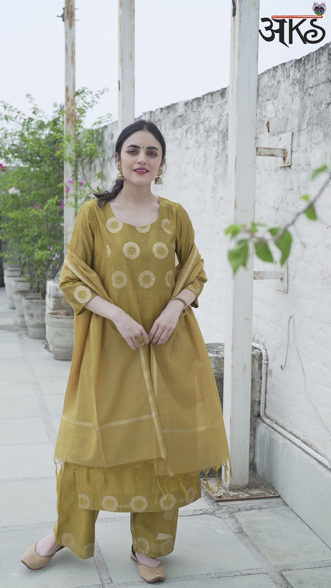 Mustard Embellished Kurta Palazzo With Dupatta