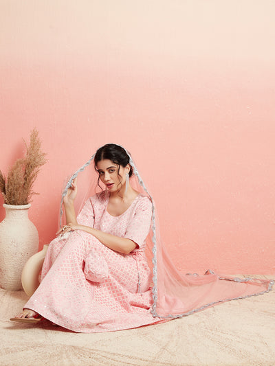 Pink Jacquard Lehenga Choli With Dupatta