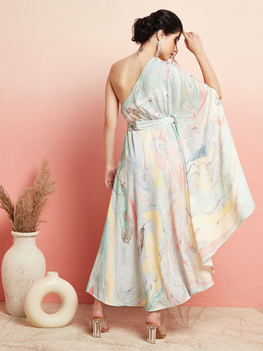 Multicolor Marble Print Dress