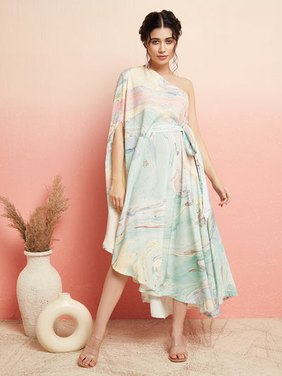 Multicolor Marble Print Dress