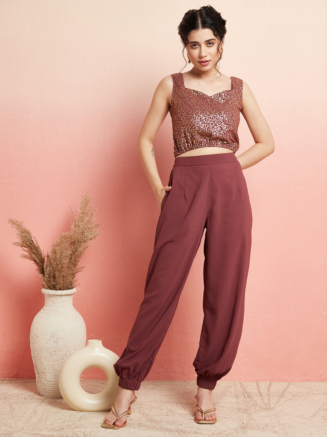 Burgundy Afghani pant Co Ord Set With Jacket
