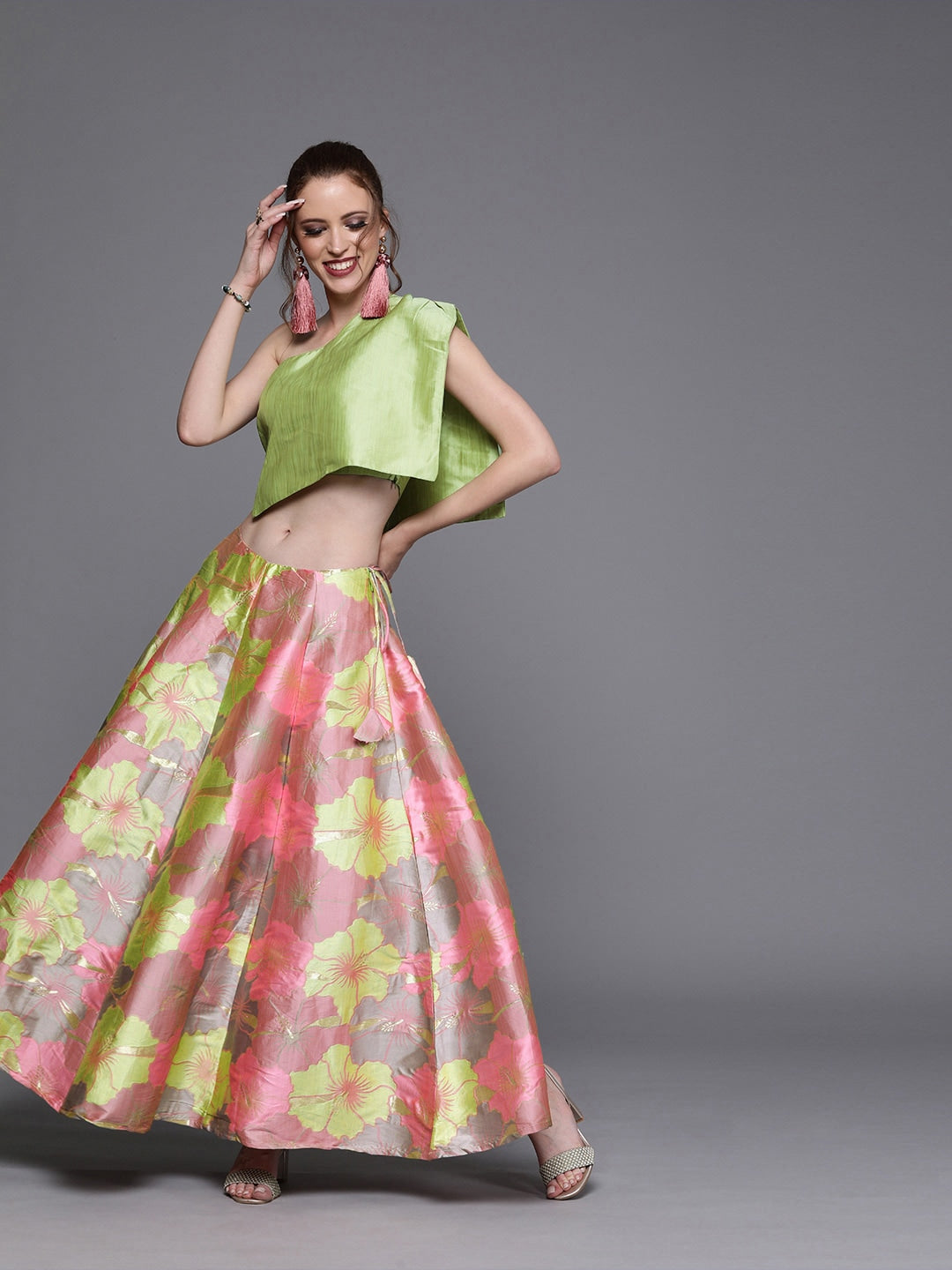 Multicolor Jacquard Lehenga Choli