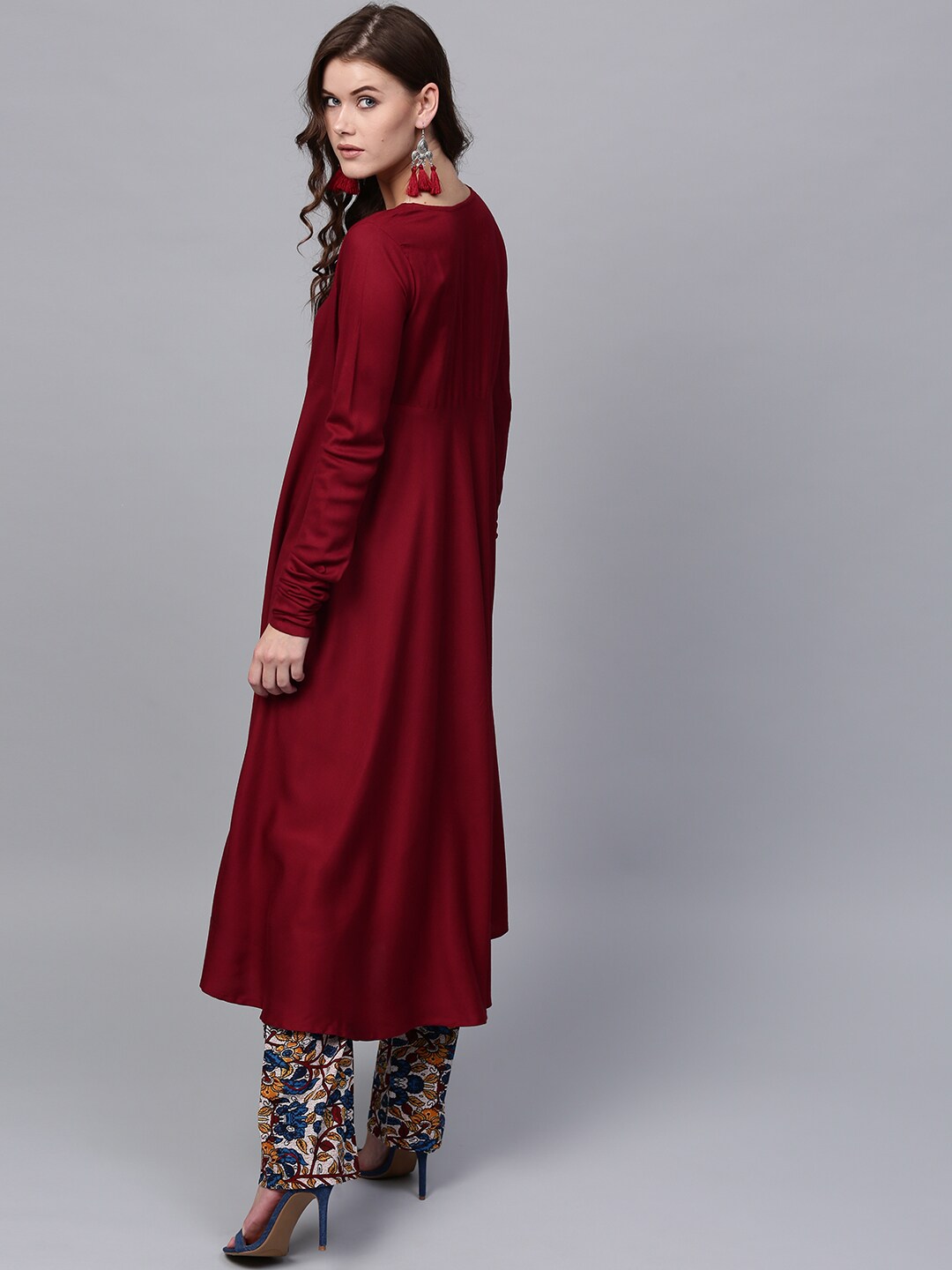 Maroon Chudidar Sleeve Anarkali