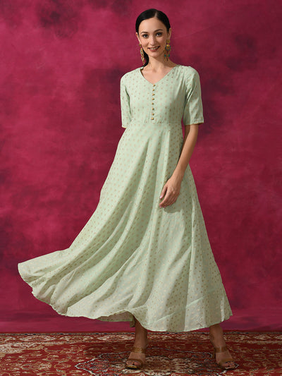 Green Flared Maxi Dress