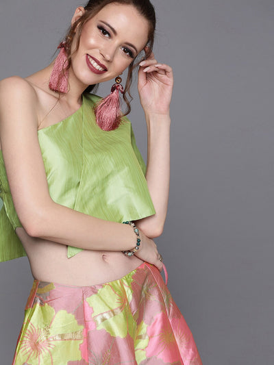 Multicolor Jacquard Lehenga Choli