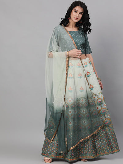 Green Zari Worked Lehenga Choli With Dupatta