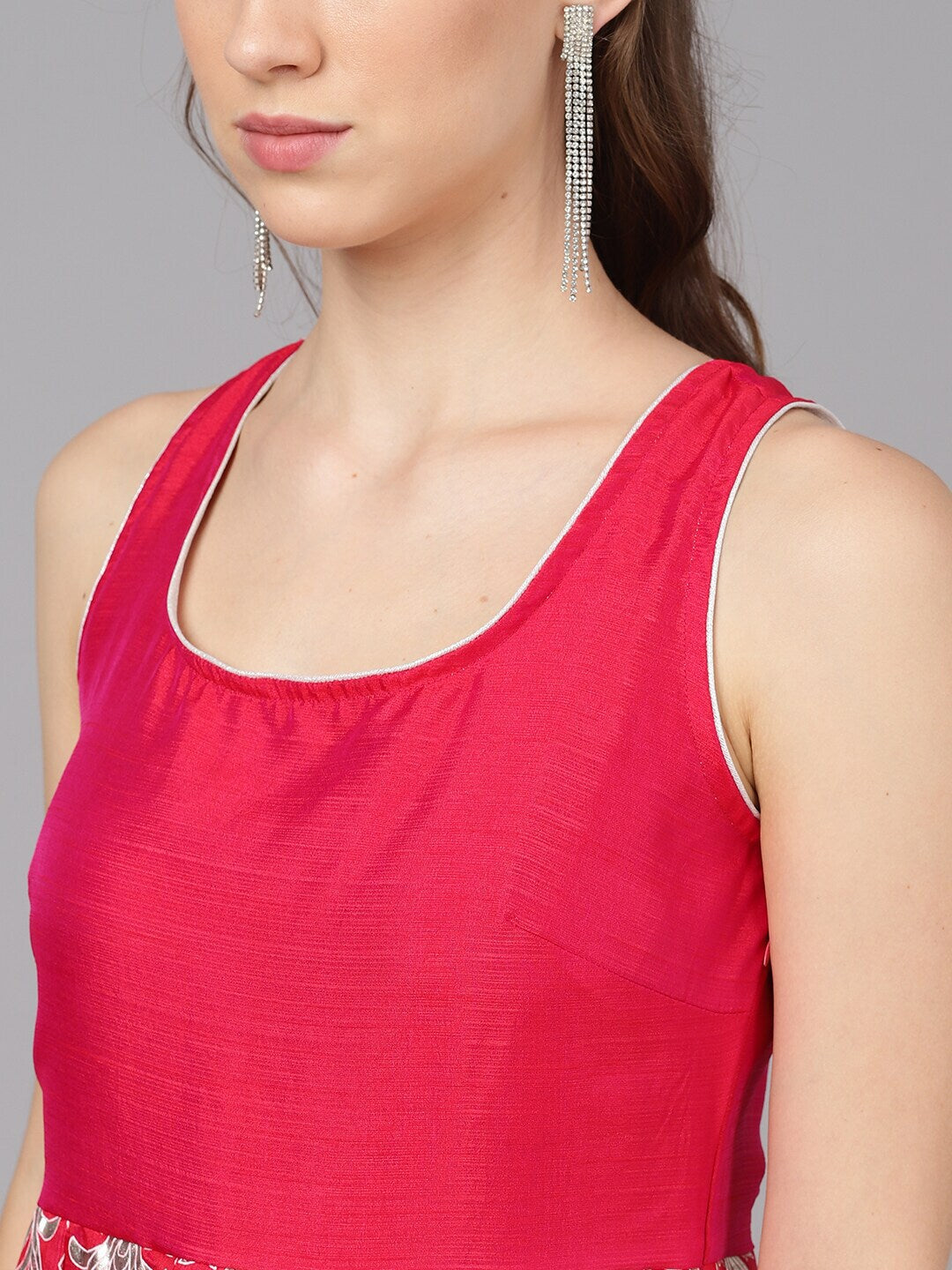Pink Sleeveless Flared Maxi Dress