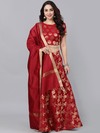 Maroon Brocade Lehenga Choli With Dupatta