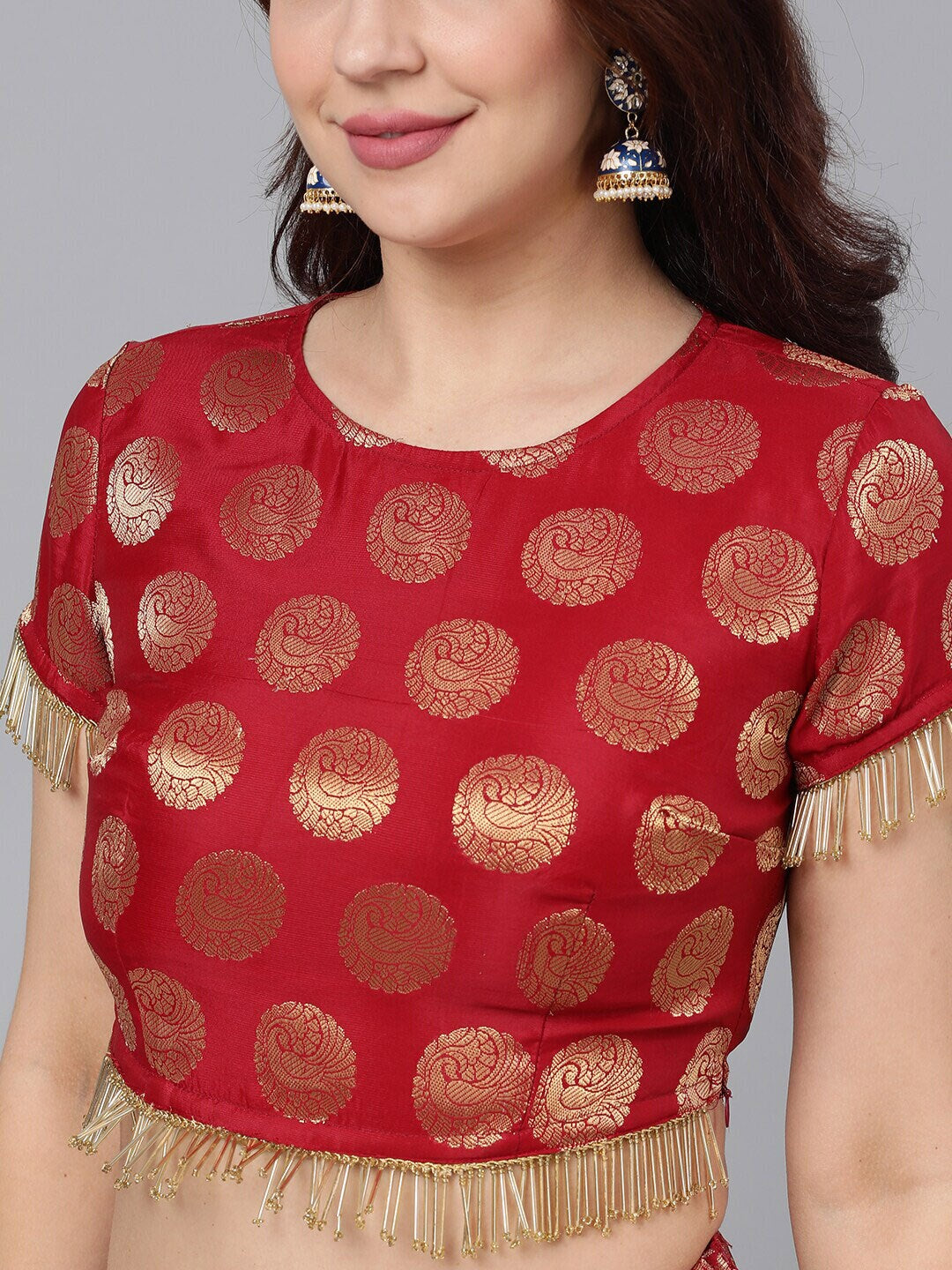 Maroon Brocade Lehenga Choli With Dupatta