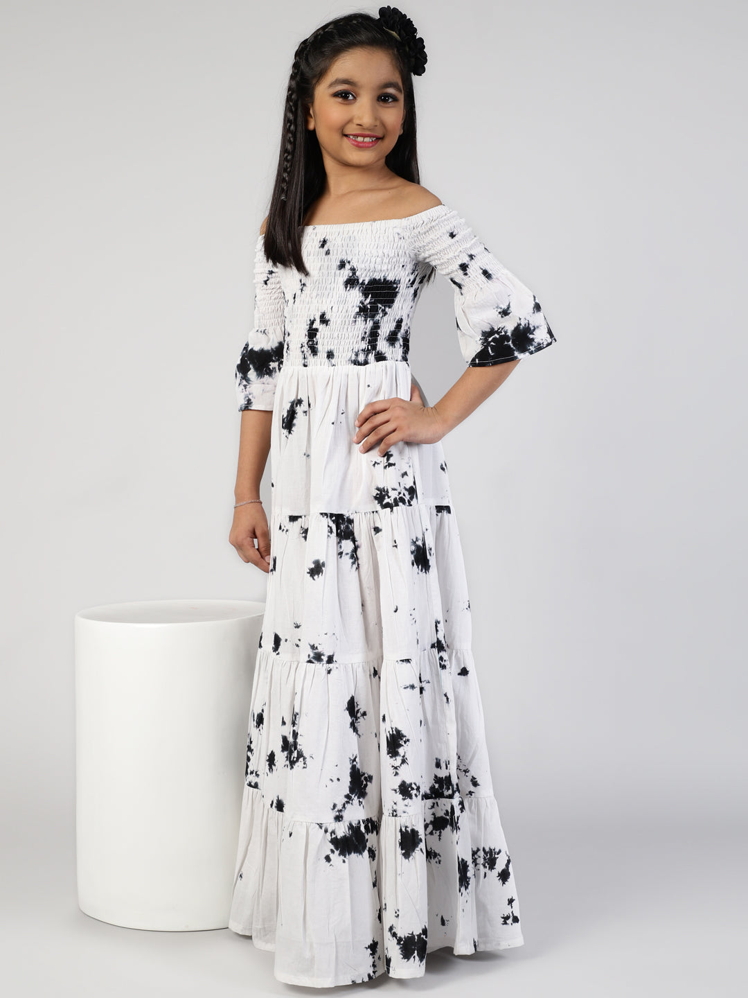 White Tie & Dye Tiered Dress