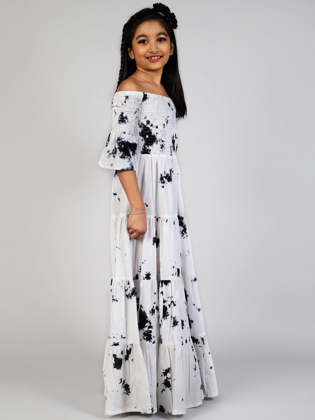 White Tie & Dye Tiered Dress