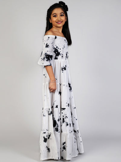 White Tie & Dye Tiered Dress