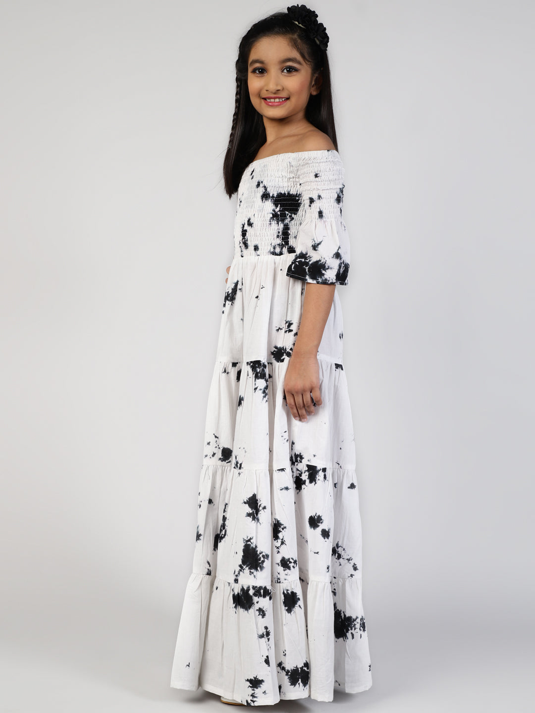 White Tie & Dye Tiered Dress