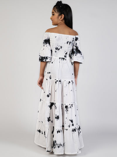 White Tie & Dye Tiered Dress